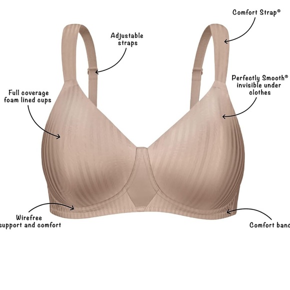 Playtex Wireless Bra Perfectly Smooth Full-Coverage T-Shirt Bra, Full Figures - Picture 4 of 11